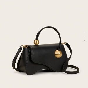 Cult Gaia Kazia Crossbody in Black – NWT Sculptural Leather + Gold Orbs